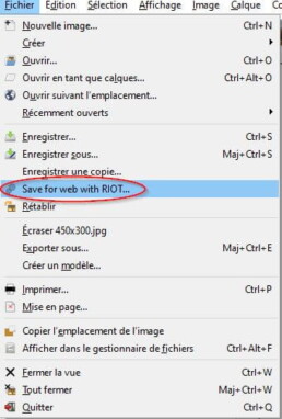 Menu Riot dans Gimp